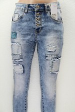 JEWELLY High Waist Damen Wasted Jeggings Jeans Denim Knopfleiste Stretch JW2217