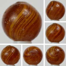 Handmade Gooseberry Marble, Amber Glass, 11/16 in, Good , Germany, S1425