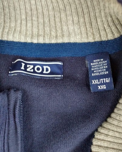 IZOD Mens Fieldhouse Sweater Pullover 1/4 Zip Mock Collar Navy Blue Size XXL NEW - Picture 5 of 5