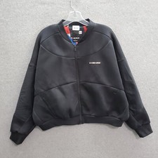 Under Armour Women Jacket Medium Black Bomber Logo Full Zip Logo Dolman Sleeve