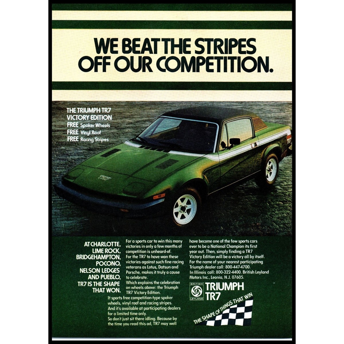 1977 Triumph TR7 TR-7 2 Door Convertible Roadster Vintage Print Ad