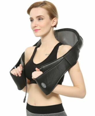 FIVE S FS8801-BLK 3D Kneading Shiatsu Massage Pillow with Heat - Black