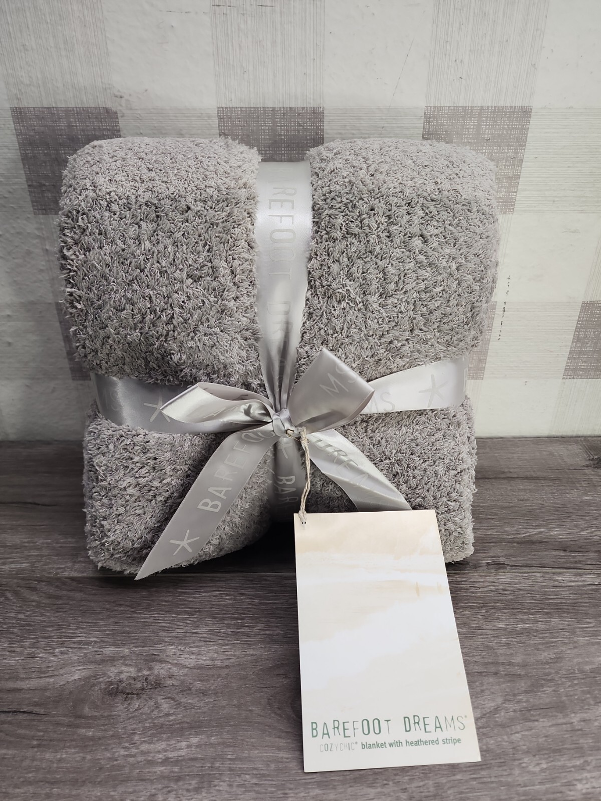 Barefoot Dreams Cozychic Blanket W/ Heathered Stripe In Linen/ Warm Grey  45x60 ✓ 808460113656 | eBay