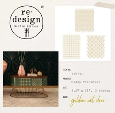 Golden Art Deco - Redesign With Prima Middy Transfer Rub On Furniture Decal