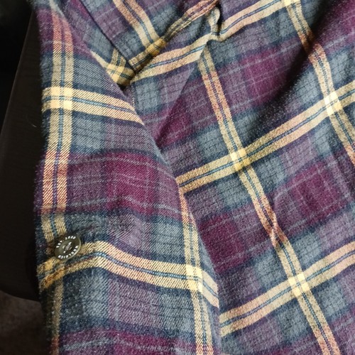 Botón de franela a cuadros Woolrich trabajo exterior manga larga púrpura verde talla XL - Imagen 9 de 13