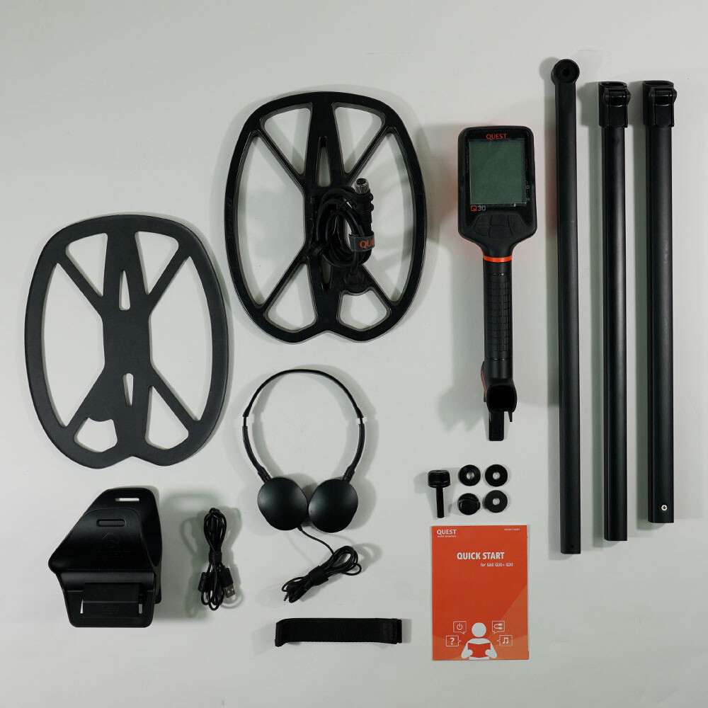 Quest Q30 Metal Detector with RaptorX TurboD 9" x 11" Coil eBay