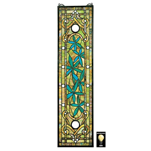 Design Toscano Window Panel Scroll Bucket Hanging Stained Art Deco Flower Glass Ebay