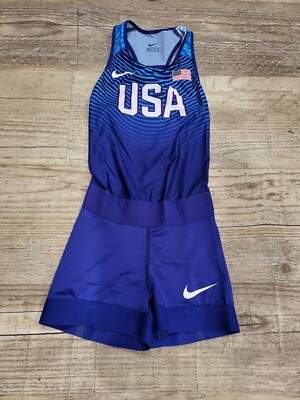 Nike Pro Elite Blue Team USA Track & Field Speedsuit Singlet Size