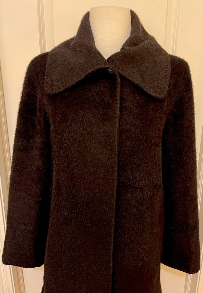 Abrigo Cinzia Rocca Due Lana/Alpaca Negro ~ Talla S-M-ÚNICO EN SU CLASE Foto 2 de 4