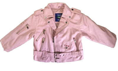 Girls Outdoor Habitat Pink Faux Leather MotorcycleJacket Embroidered Eagle 6T