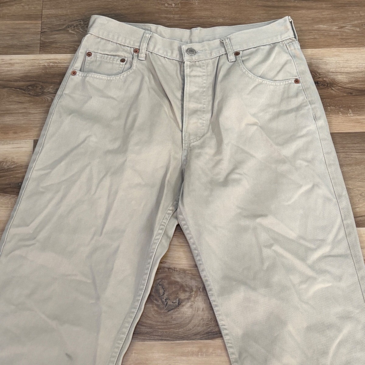 Vintage Levi's 401 Jeans Mens 30 x 30 Khaki Wash Straight Button