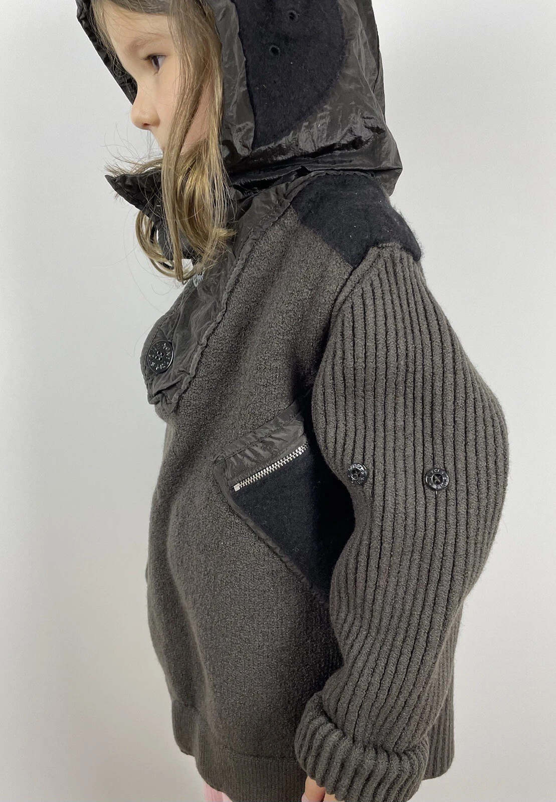 Maglione Stone Island Junior ragazzo lana cashmere lavorato a maglia marrone taglia 6 anni