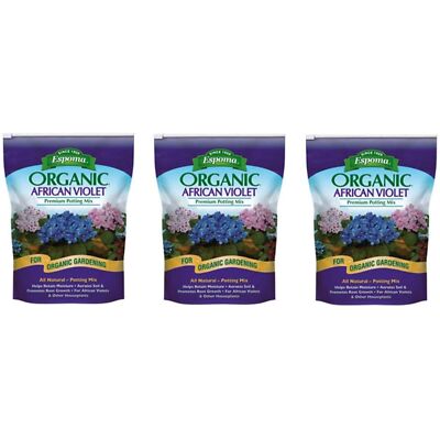 Espoma (#AV4) Organic African Violet Potting Mix, 4 Quart (3 Pack)