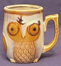Gibson Home Ceramic Stoneware Pottery Tan & Grey Night Owl Coffee/Tea Mug/Cup