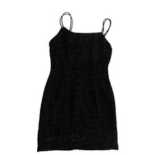 Little Black Dress Vintage 90s Whimsigoth Fit Flare Womens US 6 Silk Velvet Slip