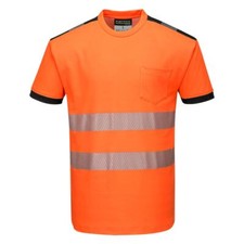Image of Portwest PW3 Hi-Vis Cotton Comfort T-Shirt Short Sleeve Reflective T181