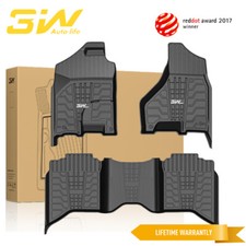 3w Floor Mats For 2013-2018 Dodge Ram 1500 2500 3500 Crew Cab Floor Liner Black