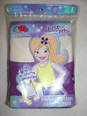 2 Girl's Fruit of the Loom A-Shirt Camisoles - Size L   New in Package