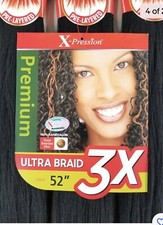 1pc 3X, Outre Synthetic Hair Braids X-Pression Kanekalon Pre Stretched Braid 52"