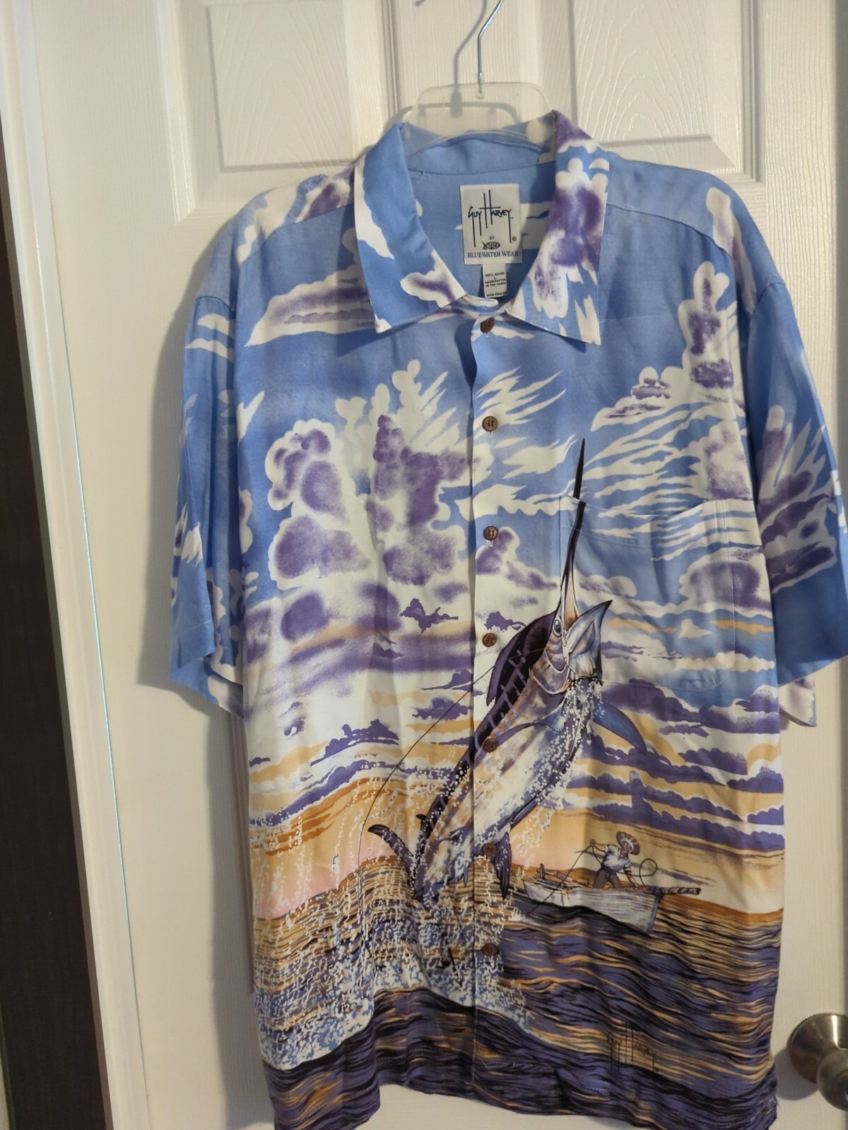 Guy Harvey by AFTCO Blue water Wear Fishing Shirt L Gem