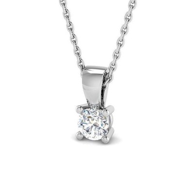 D/VS 0,55ct runder im Labor gezüchteter Diamant Solitär Anhänger Weißgold - hergestellt in UK