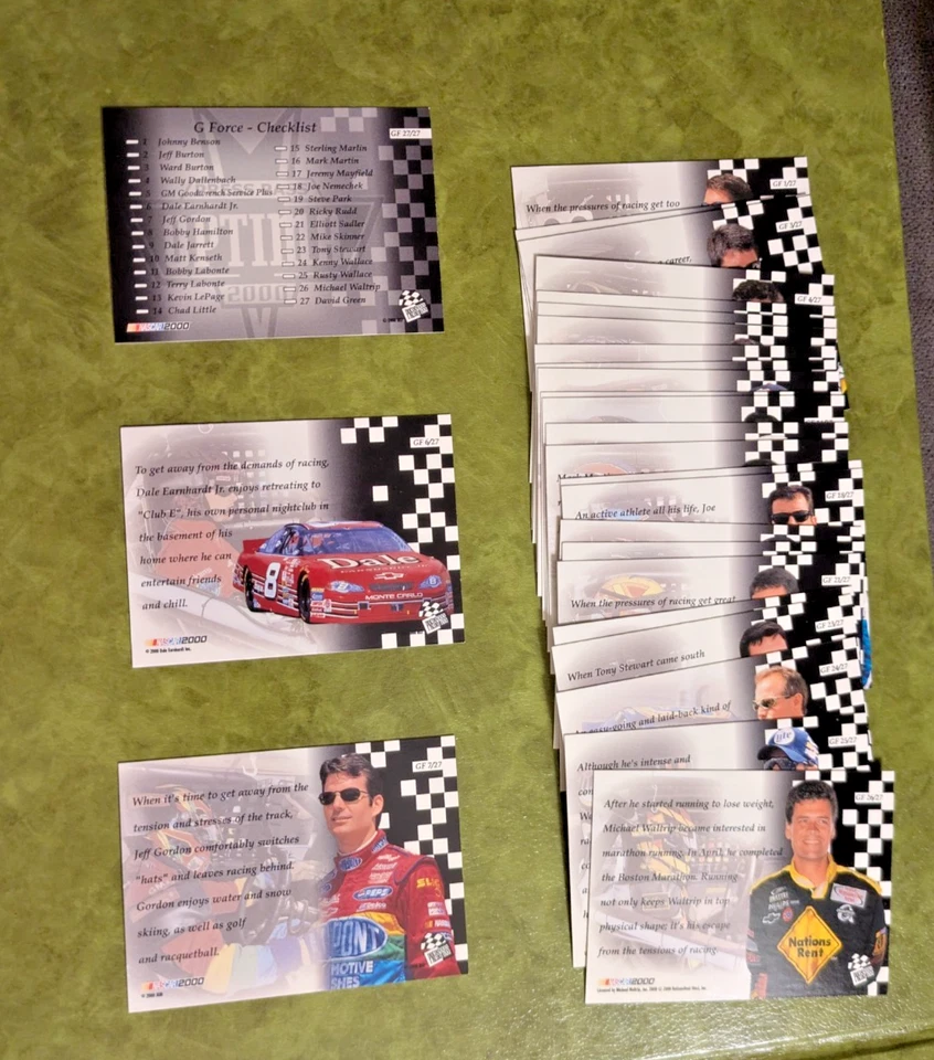 2000 Press Pass Optima NASCAR "G Force" 27-Card Insert Set -Earnhardt Jr/Gordon - Image 2 of 2
