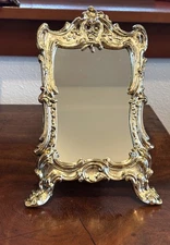 Antique Victorian Baroque Gold Gilded Table Metal Mirror H-225 mm W-155mm