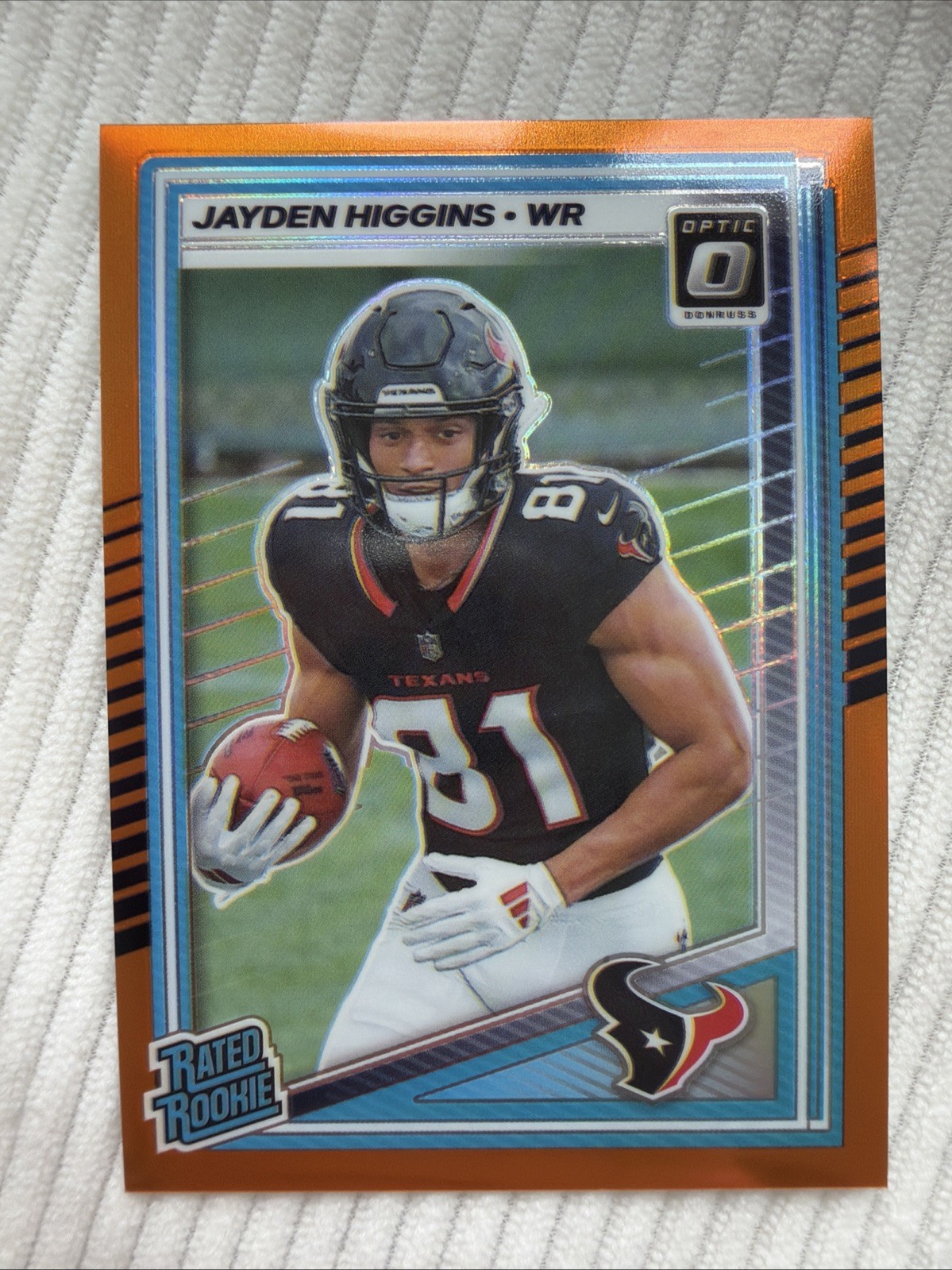 2025 Panini Donruss Optic Jayden Higgins Rated Rookie Orange /299 -#225 Texans