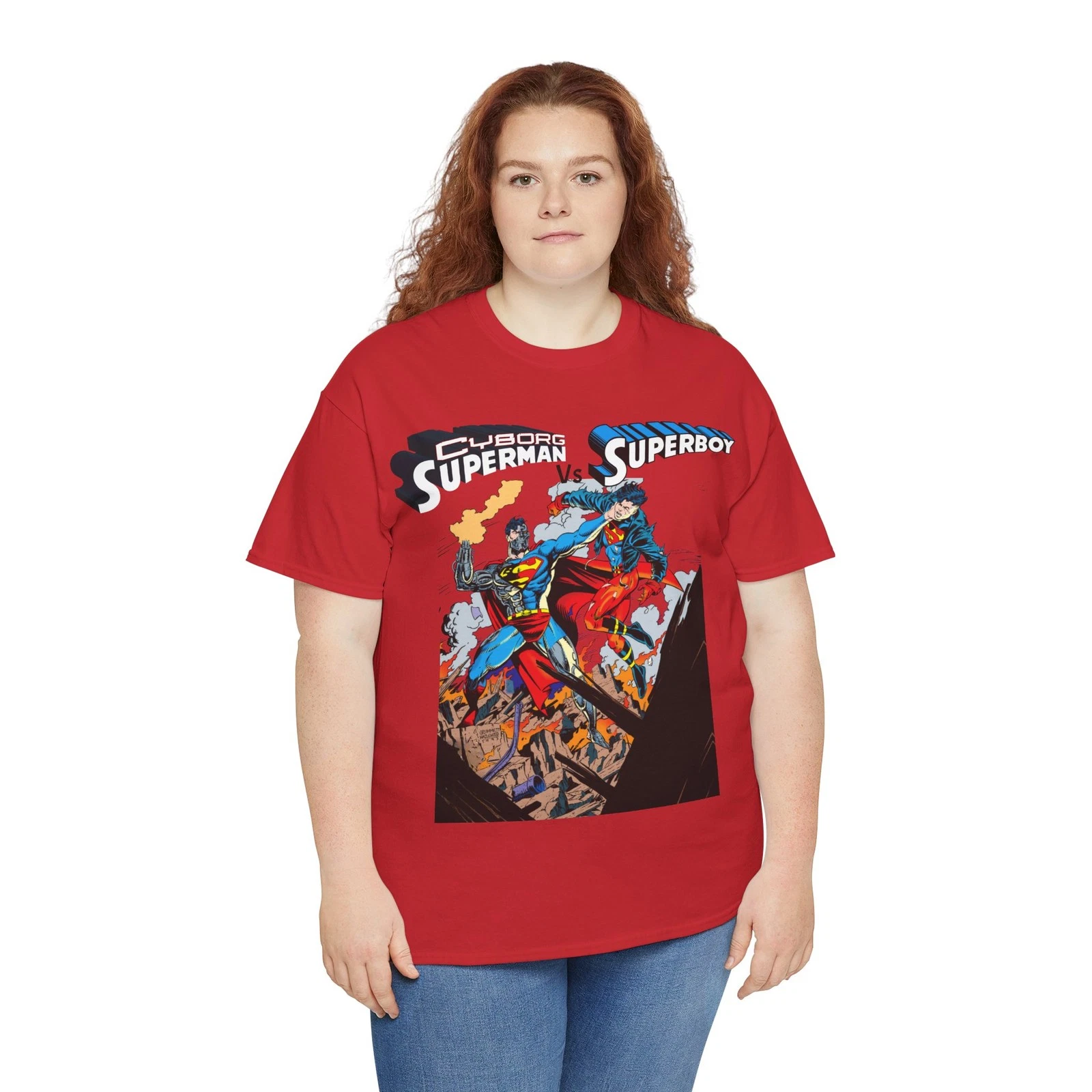 Cyborg Superman Vs Superboy T-Shirt - Tom Grummett Art - DC Comics