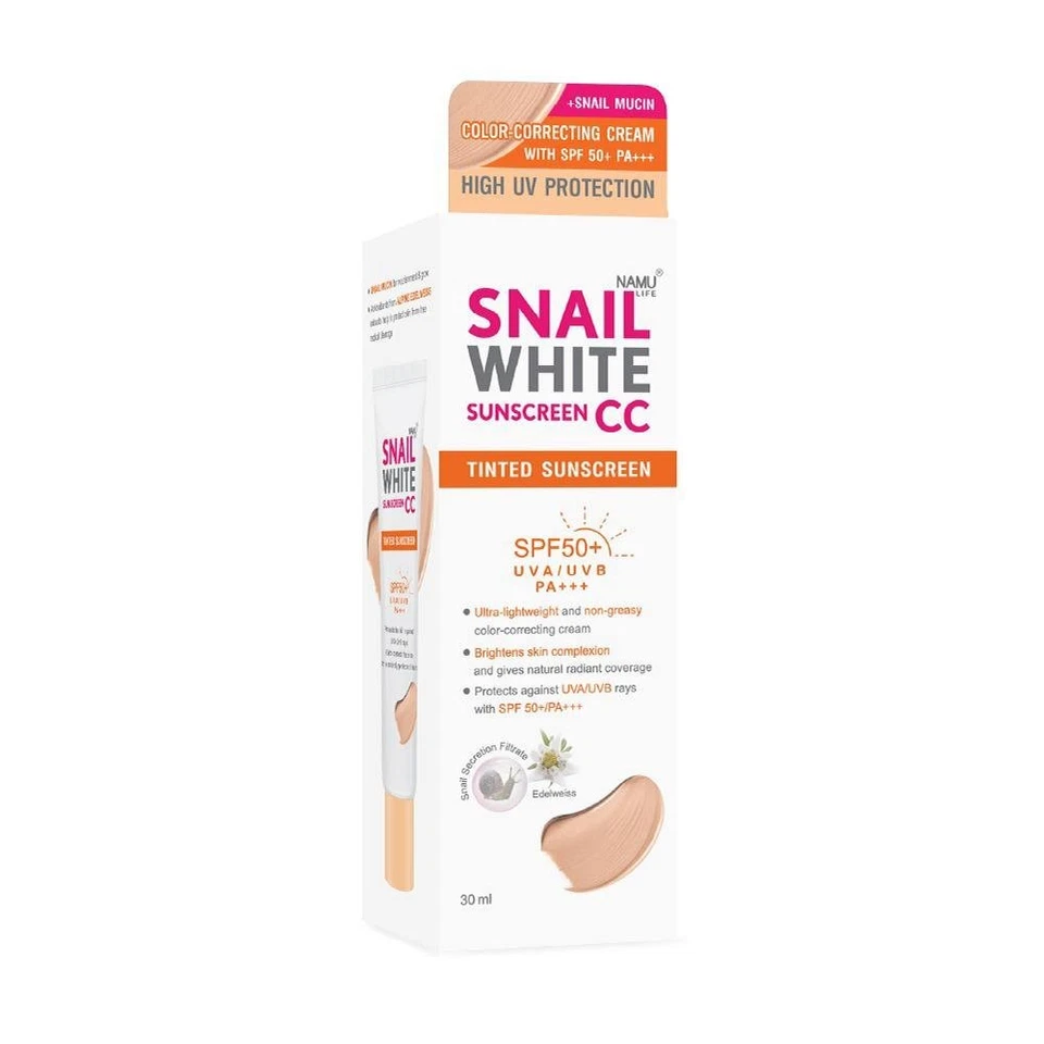 NAMU LIFE SNAIL WHITE Sunscreen CC Cream SPF 50+/PA+++ UVA/UVB 30ml - Image 2 of 4