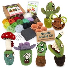 Needle Felting Kit   Cactus  Succulent Felting Kit for Adults  Beginners, B...