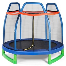 7FT Kids Trampoline W/Safety Enclosure Net Spring Pad Heavy Duty Christmas Gift