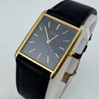 Vintage Seiko Quartz Watch 6020-5059 Men Gold Tone Rectangle Leather New Battery