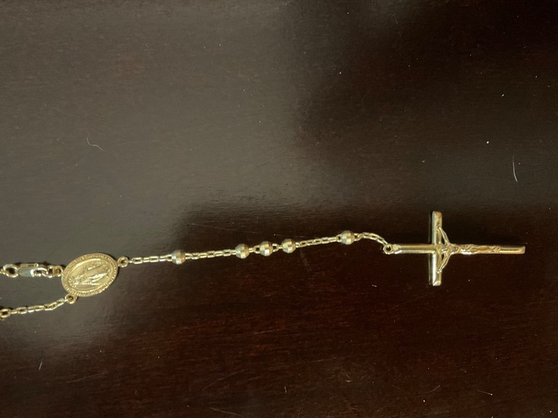 925 STERLING SILVER  BEAUTIFUL ROSARY 4mm  24 inch gold color