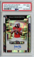 2025 Optichrome Malik Washington Silver Lava Rookie RC Auto #'D 5/10 PSA 9 POP 2