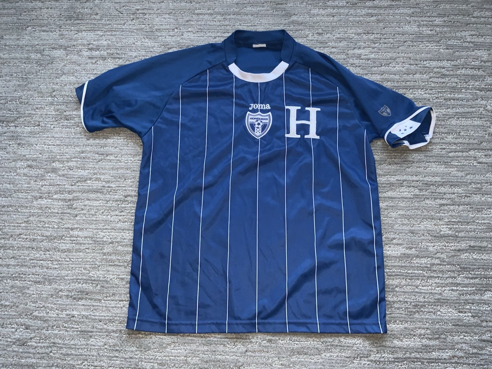 Vintage Joma Honduras Home Jersey Blue White Mens S Short Sleeve Futbol Soccer