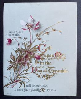 VICTORIAN GREETING CARD NEW YEAR FLOWERS RELIGIOUS PSALM MILDMAY