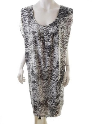 ZIZZI Damen Kleid Gr. L Grau Kurzer Ärmel Midi Runder Ausschnitt