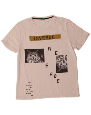 Benetton Herren Grafik T-Shirt Oberteil Medium weiß CB18
