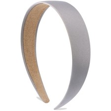 Satin Headbands For Women Girls 1.18 Inch Wide Non-Slip Grey Ribbon Plain