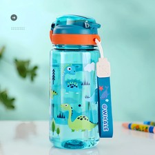 Dinosaur Water Bottle 600ml for Kids Sippy Cup with Silicone Straw Leakproof New