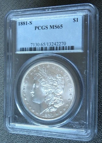1881 S MORGAN SILVER DOLLAR ~ PCGS MS65 ~OLD LIGHT BLUE LABEL ~ A BRIGHT BEAUTY.