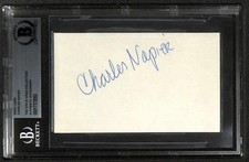 Charles Napier Signed Index Card Beckett Slab Autograph