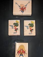 ROAD RUNNER Yosemite Sam Marvin The Martian LOT OF 4 RUBBER STAMPs LOONEY TUNES