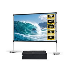 120-Inch Projector Screen with Stand, Portable 16:9 4K HD Wrinkle-Free Movie ...