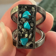 Silver-Tone Metal Band Ring Size 7 Rectangle ...