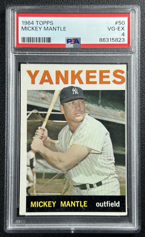 MICKEY MANTLE PSA 4 1964 TOPPS  BASEBALL #50 YANKEES VG-EX 5823