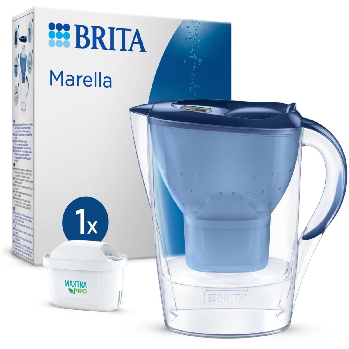 Carafe filtrante BRITA Marella bleue 2.4L pour une eau pure au quotidien