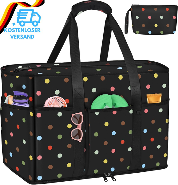 Luroon Strandtasche Xxl Familie Mit ReißVerschluss, Badetasche GroßE Damen Faltb-image