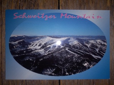 Vintage Schweitzer Mountain Postcard - Sandpoint Idaho Ski Resort & Lake Town ID